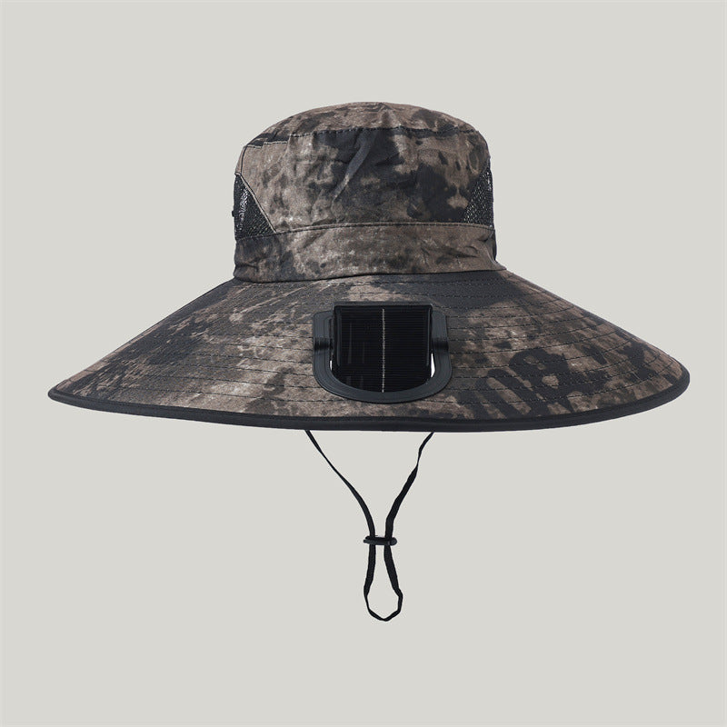 Siopsrl | Wide-brimmed outdoor sun hat with solar-powered micro fan, breathable mesh and adjustable chin strap Siopsrl