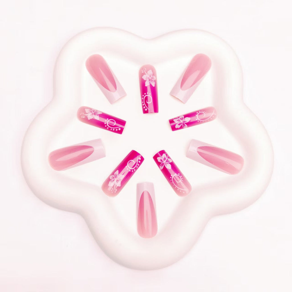 Siopsrl | Artificial nails with floral accents and shine Siopsrl