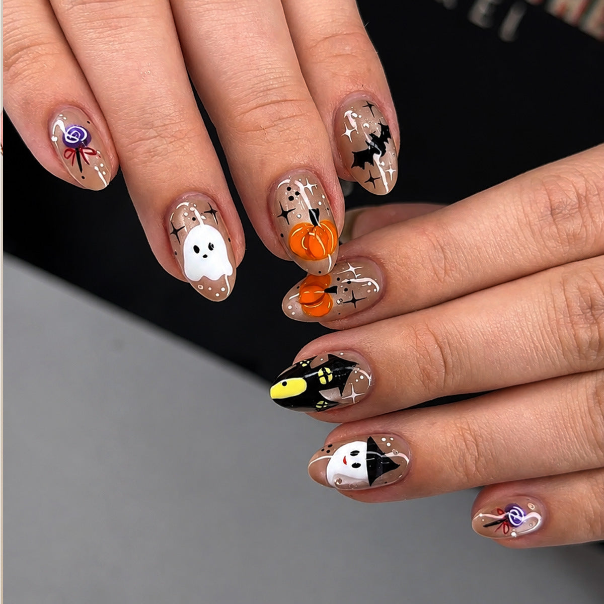 Halloween-Themed Press-On Nail Art Set  Siopsrl1788495618
