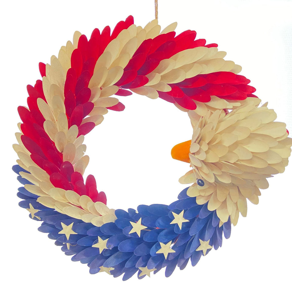 Siopsrl | Unisex nan more patriotic door wreath with realistic eagle head and handcrafted wooden feathers Siopsrl