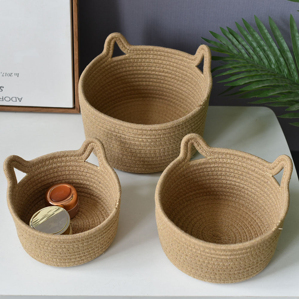 Cat-Eared Woven Storage Basket Siopsrl