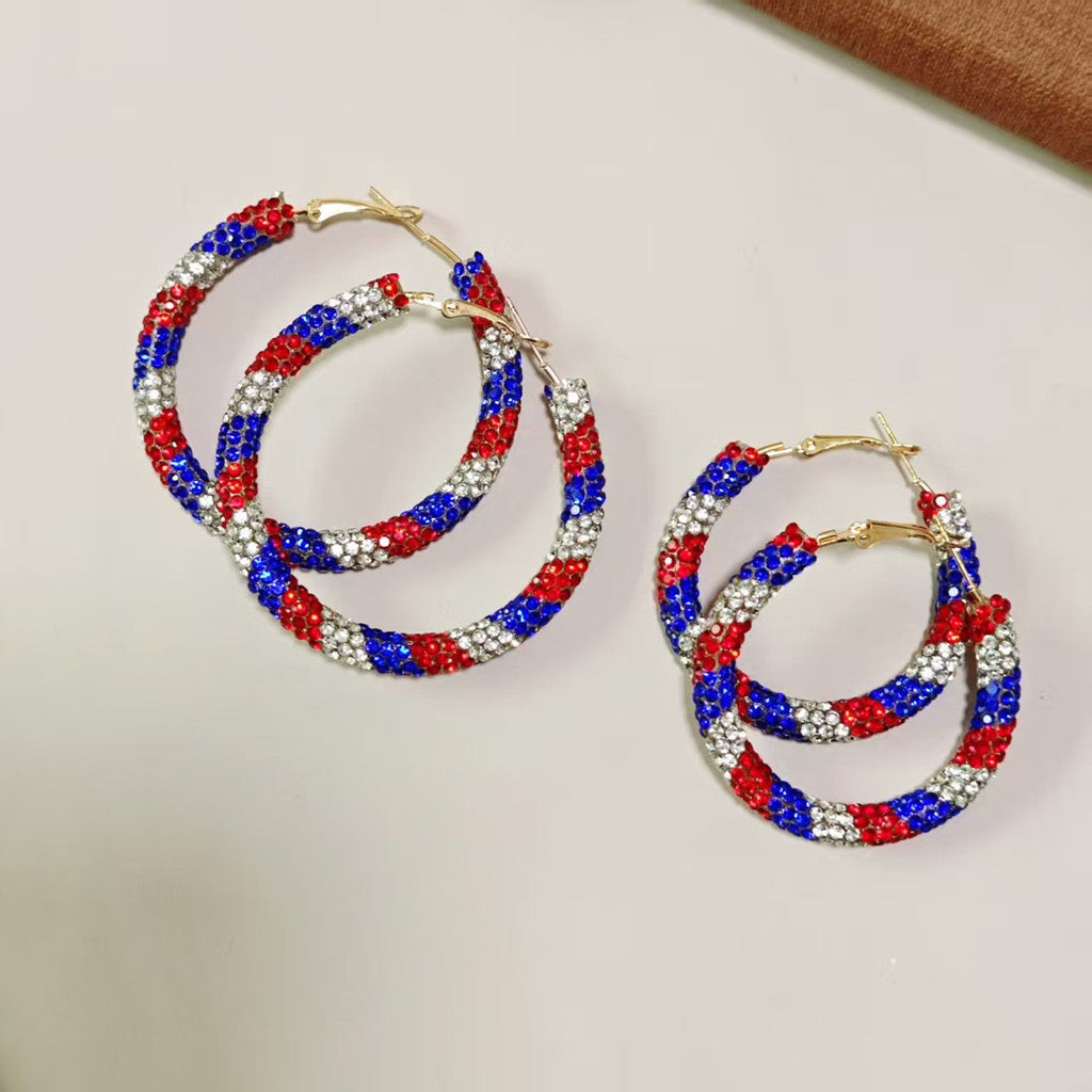 Women's sparkling hoops with rhinestone decoration and secure lever closure Siopsrl