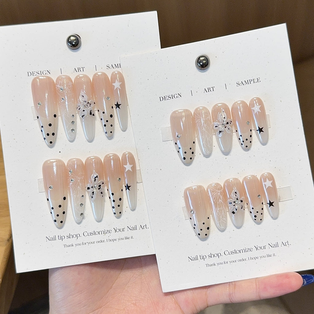 Siopsrl | Acrylic Nails Set with Creative Designs and Shimmering Accents Siopsrl