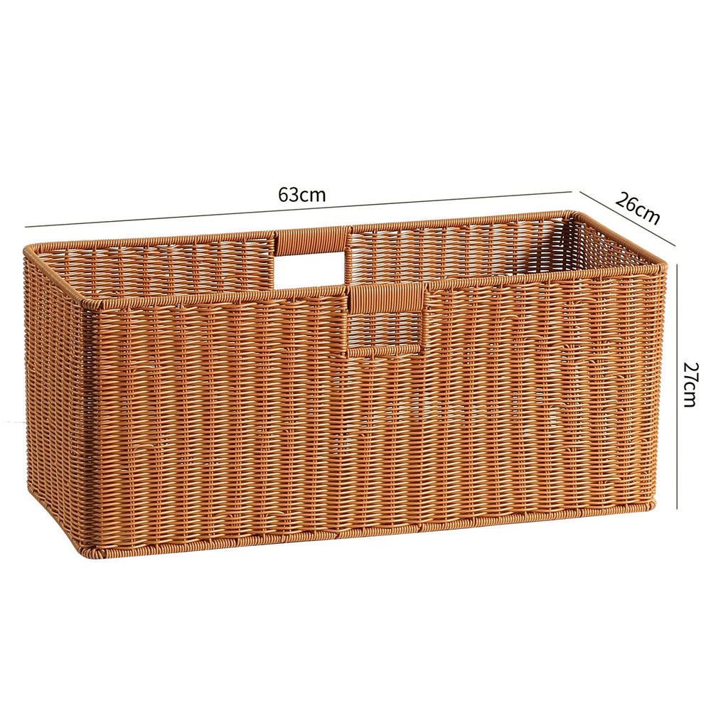Handwoven Rectangular Storage Basket with Cut-Out Handles Siopsrl