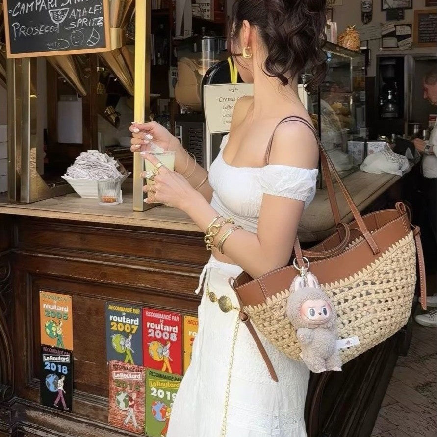 Siopsrl | Braided handbag with elegant leather trim Siopsrl