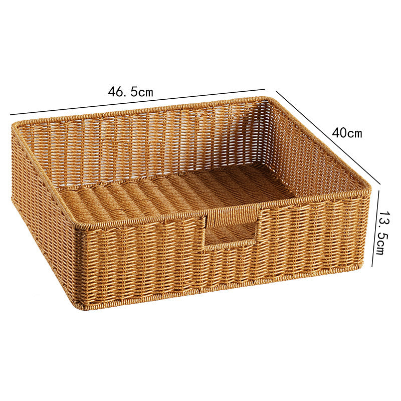 Handwoven Rectangular Storage Basket with Cut-Out Handles Siopsrl