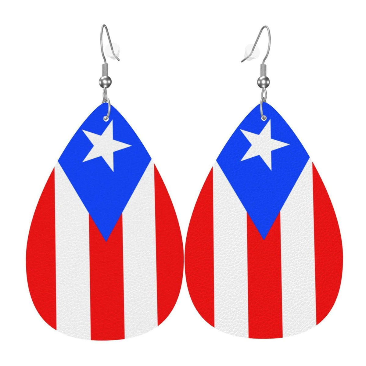 Siopsrl | Women heart-shaped drop earrings with patriotic flag print and nickel-free hooks Siopsrl