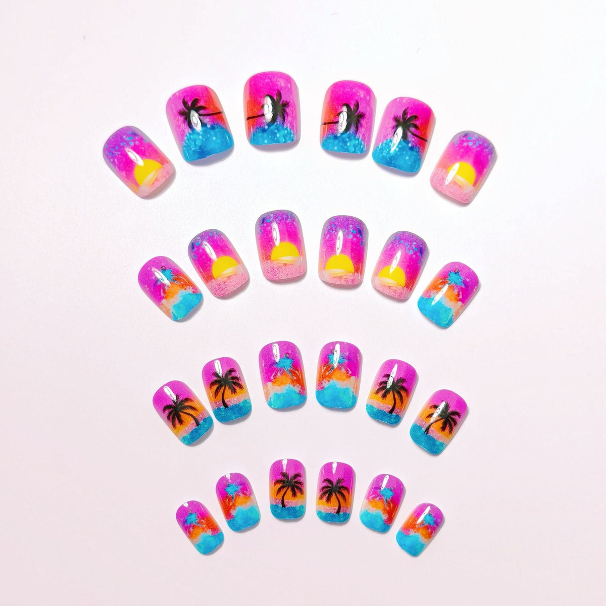 Siopsrl | Artificial nails with luminous sunset design Siopsrl