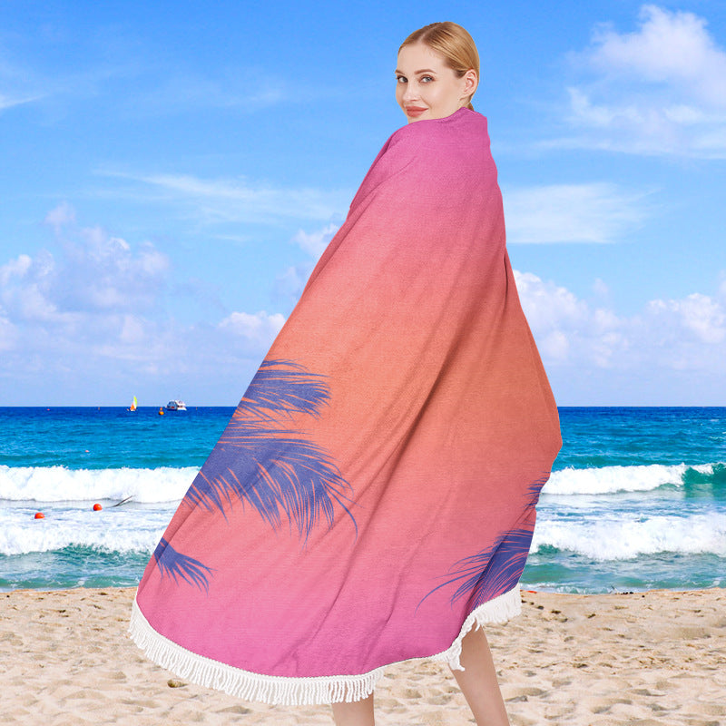 Siopsrl | round beach towel with cheerful palm motif Siopsrl