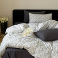 Bedding set made of densely woven cotton percale with fine floral microprint