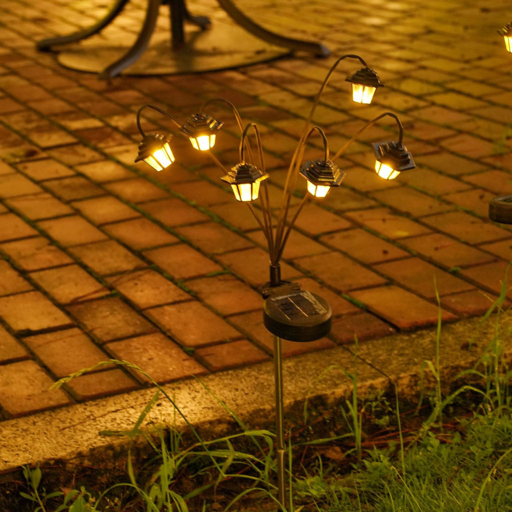 Siopsrl | Outdoor Solar Lantern Pathway Stake Lights with Multi-Head Vintage Lamp Design Siopsrl