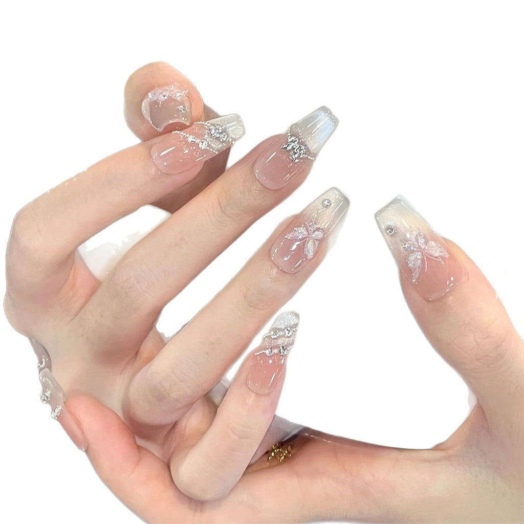 Siopsrl | Decorative Long Stiletto Press-On Nails with Heart and Floral Accents Siopsrl