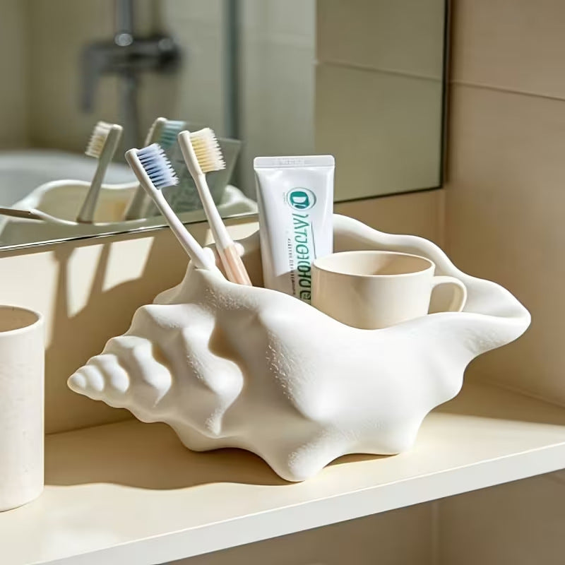 Siopsrl | Small Ceramic Conch Shell Bathroom Organizer Siopsrl