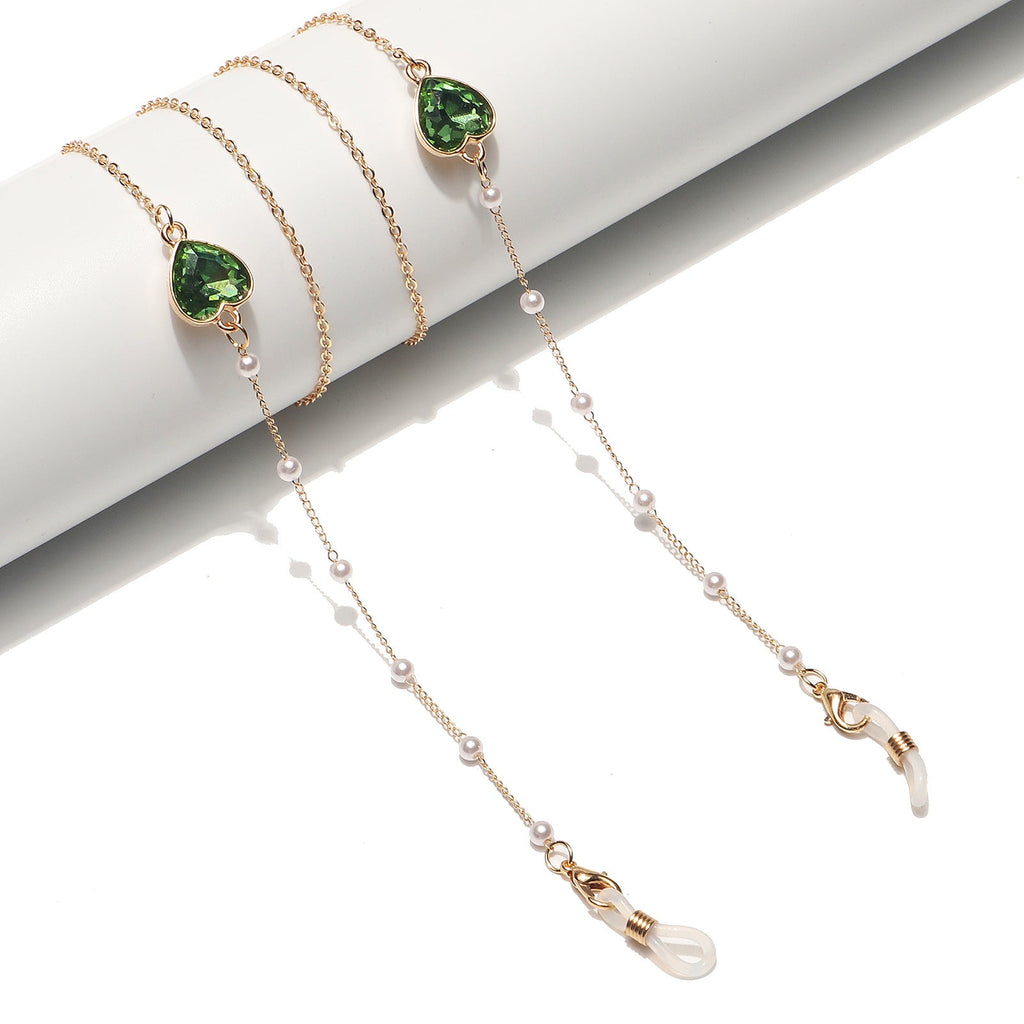 Siopsrl | Heart-Shaped Crystal Eyewear Chain Siopsrl