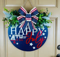 Siopsrl | Unisex nan Patriotic Round Wooden Door Sign with Bow and Faux Greenery Siopsrl