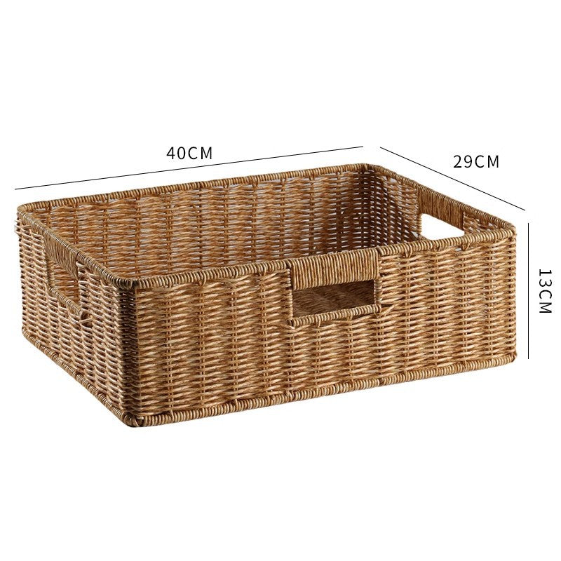 Women's Rectangular Storage Basket Made of Natural Wicker Siopsrl