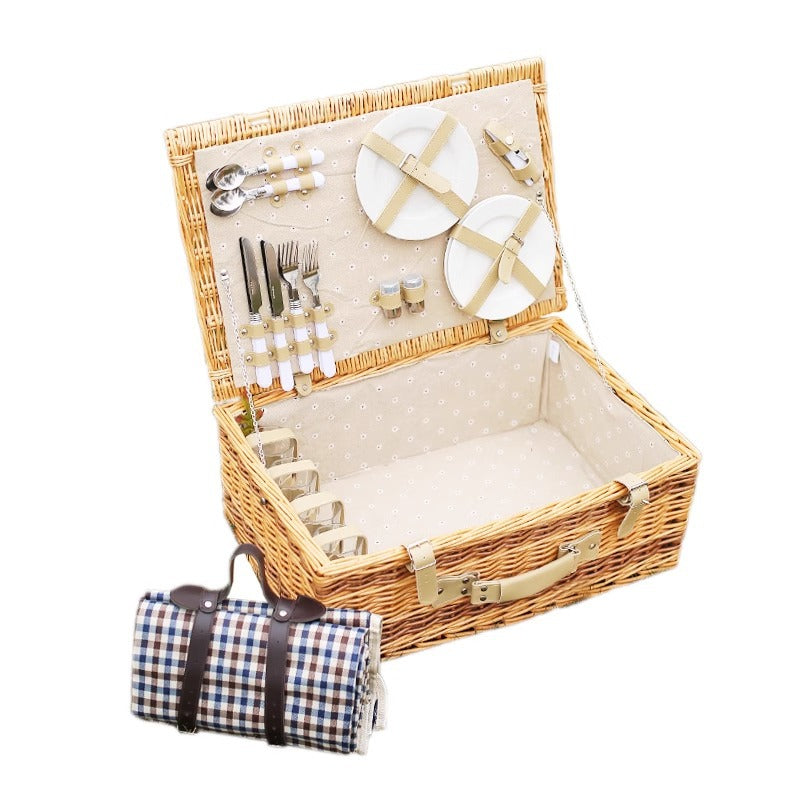 Rustic picnic basket with dish set Siopsrl