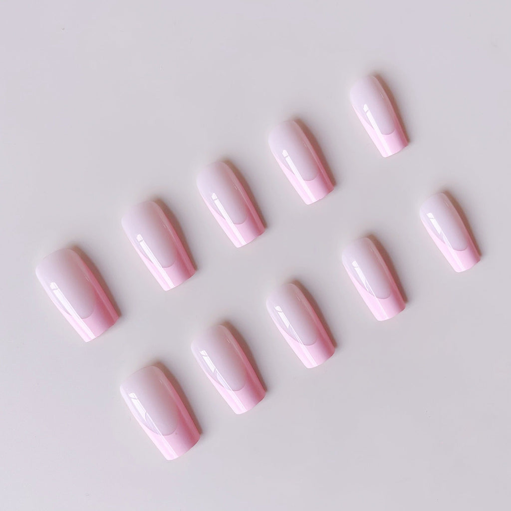 Siopsrl | Acrylic Nail Set with Elegant French Design and Gloss Finish Siopsrl