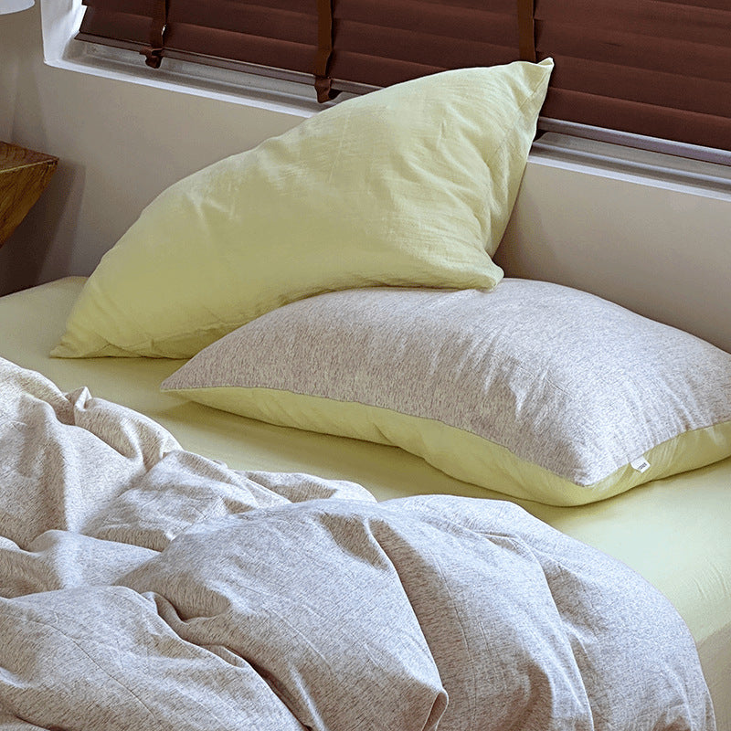 Three-piece cozy throw blanket and bedspread set made of cotton-linen mix
