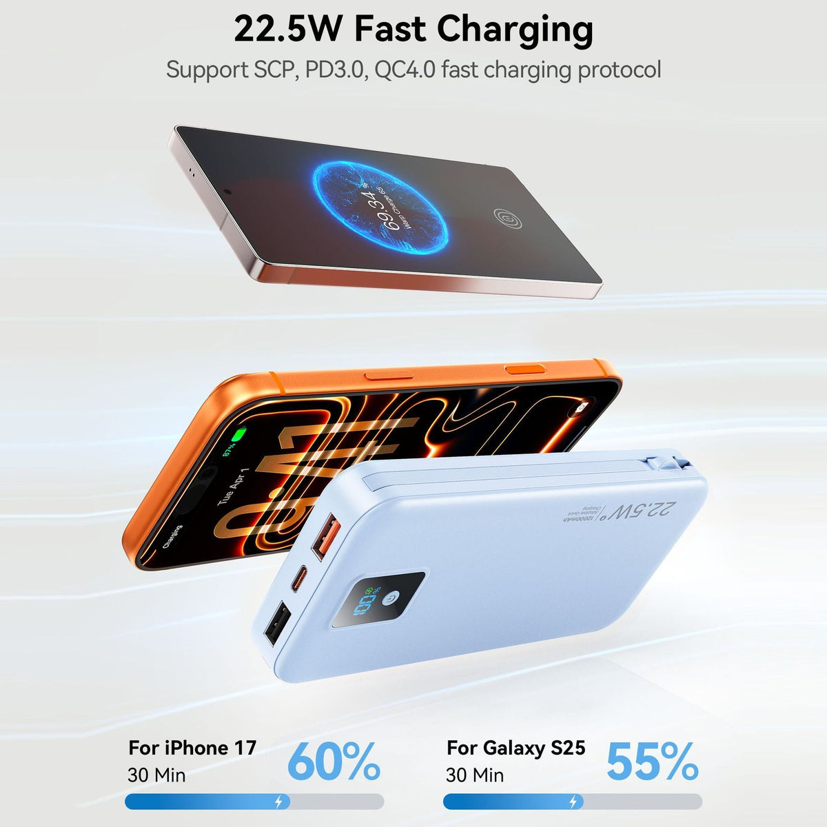 Siopsrl | Power bank with digital LCD display and integrated charger Siopsrl