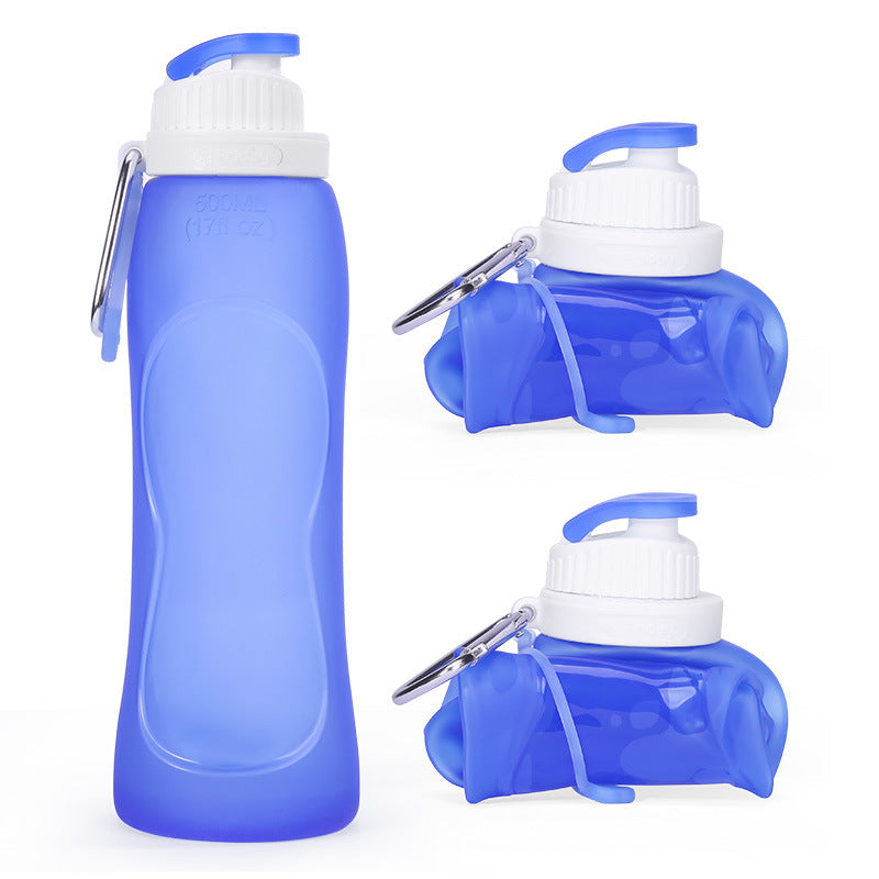 Siopsrl | Collapsible silicone water bottle with ergonomic ribbed grip and flip-top spout Siopsrl