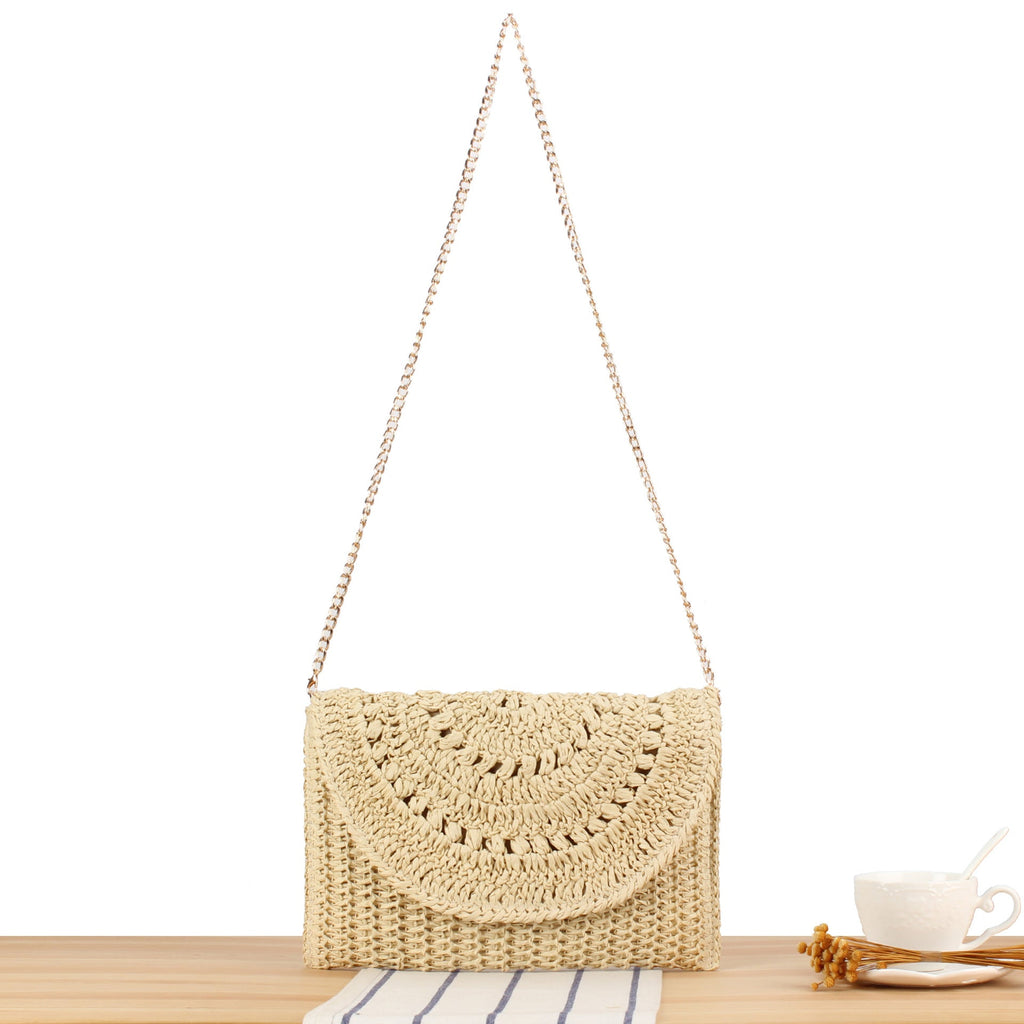 Siopsrl | Woven Bast Handbag with Elegant Chain Decoration Siopsrl
