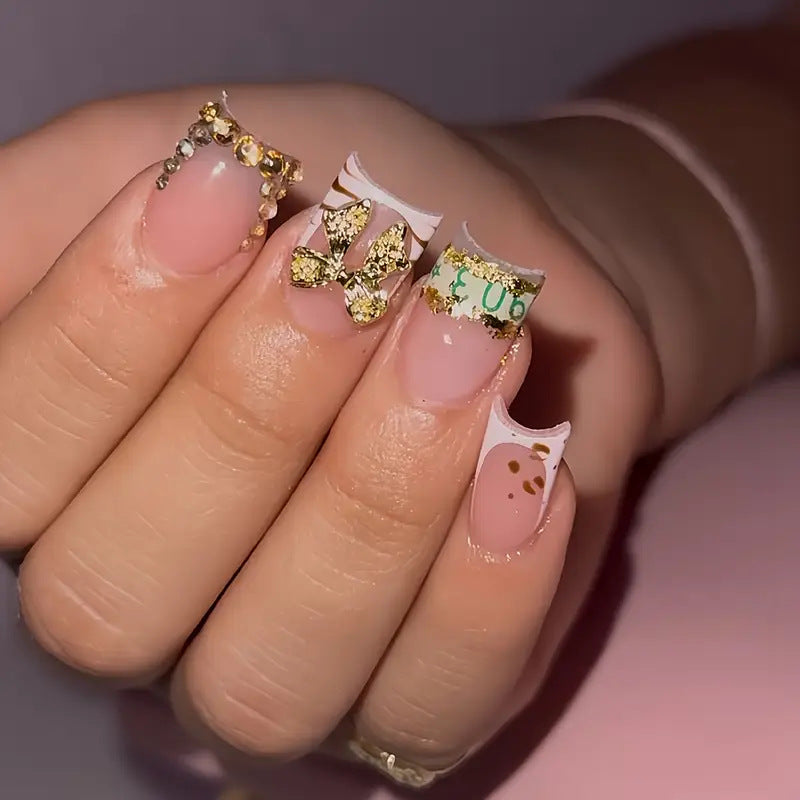 Siopsrl | Decorative Gold-Accented Press-On Nail Art Siopsrl