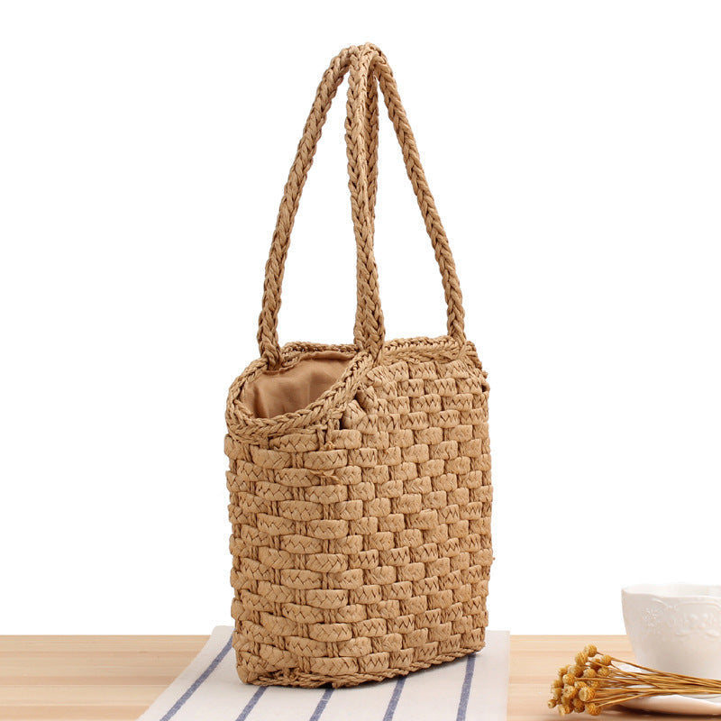 Robust basket bag with braided carrying straps Siopsrl