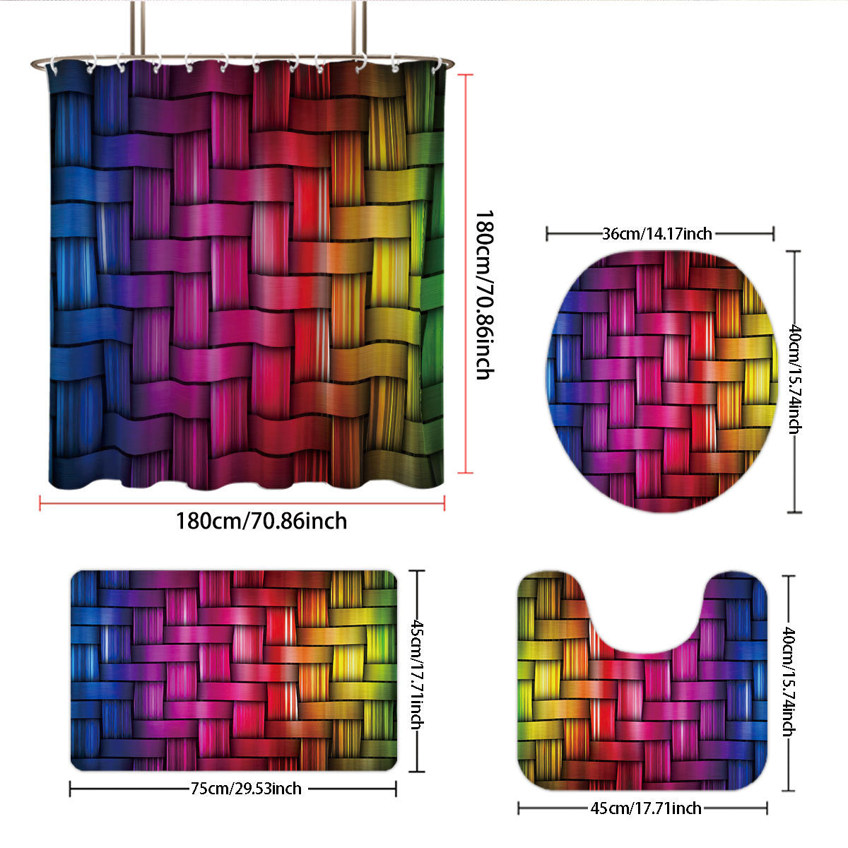 Siopsrl | Digital Cube Pattern Bathroom Set Siopsrl