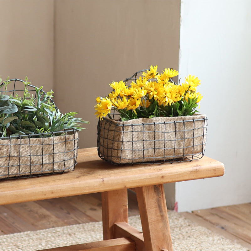 Decorative wire basket with jute bag Siopsrl