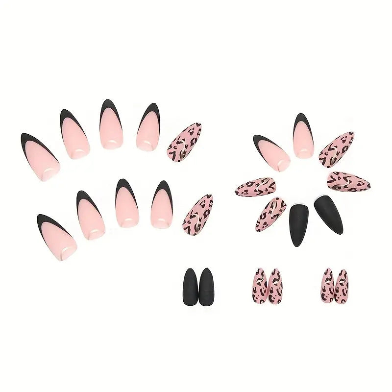 Siopsrl | Acrylic nail set with glamorous leopard pattern and elegant accents Siopsrl