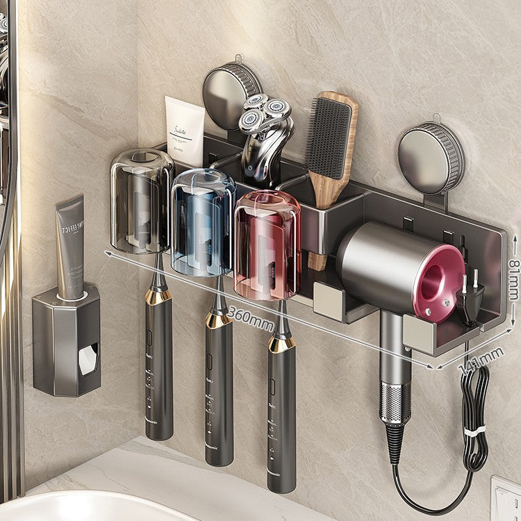 Siopsrl | Wall-Mounted Hair Tool Organizer with Storage Compartment Siopsrl