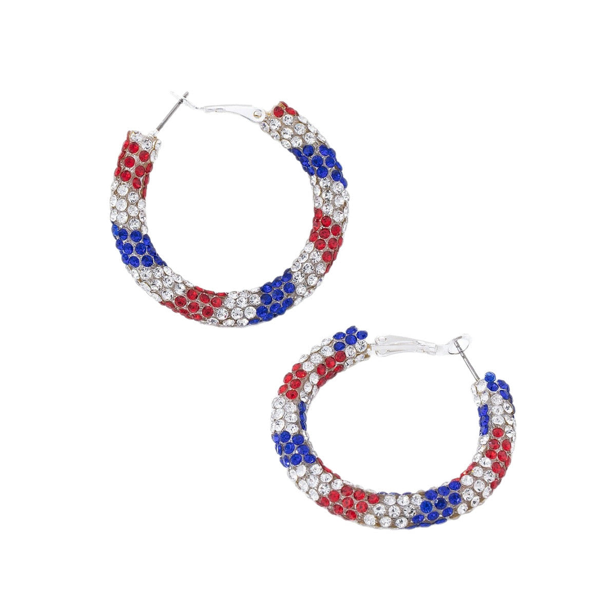 Women's sparkling hoops with rhinestone decoration and secure lever closure Siopsrl