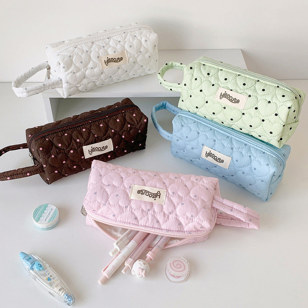 Siopsrl | Quilted Heart-Shaped Pencil Case Siopsrl