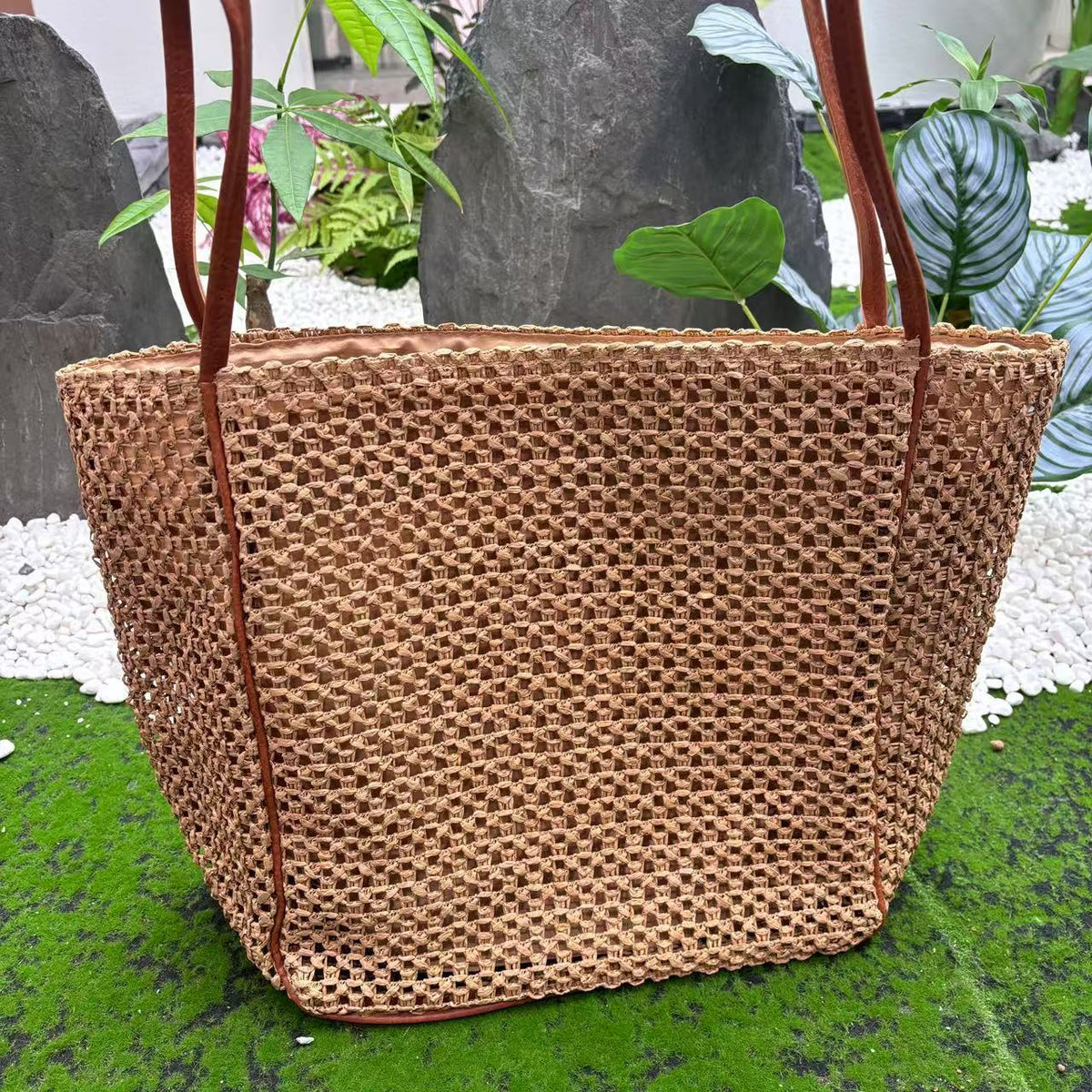 Siopsrl | Fashionable mesh tote bag with leather handles Siopsrl