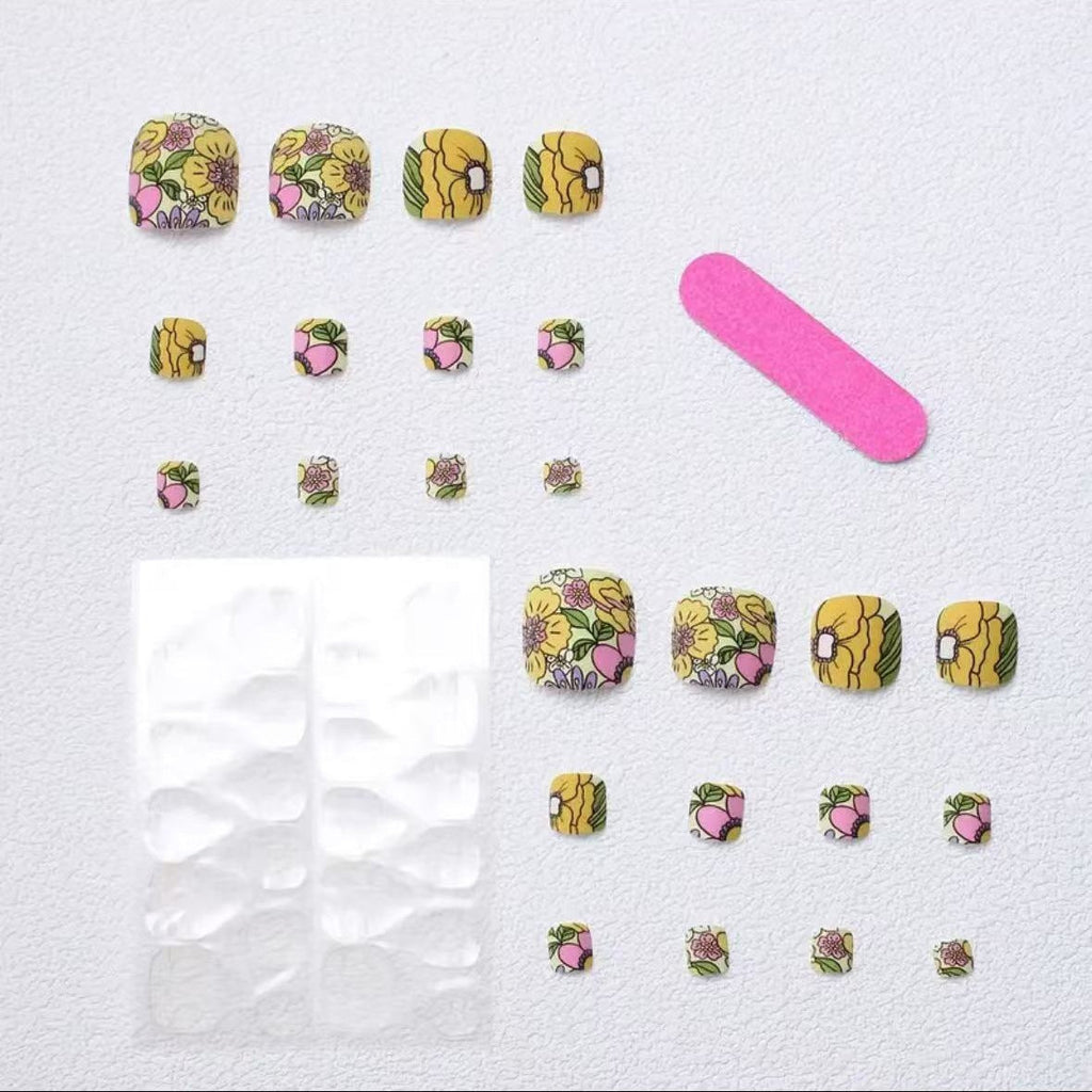 Siopsrl | Artificial Nail Set with Colorful Flower Design Siopsrl