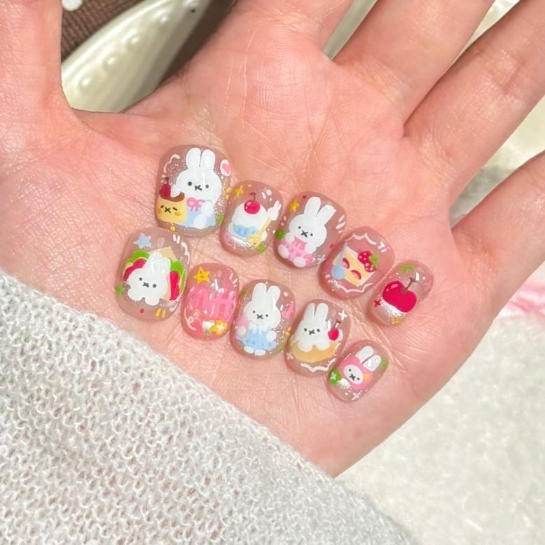Siopsrl | Whimsical Bunny-Themed Press-On Nail Set Siopsrl