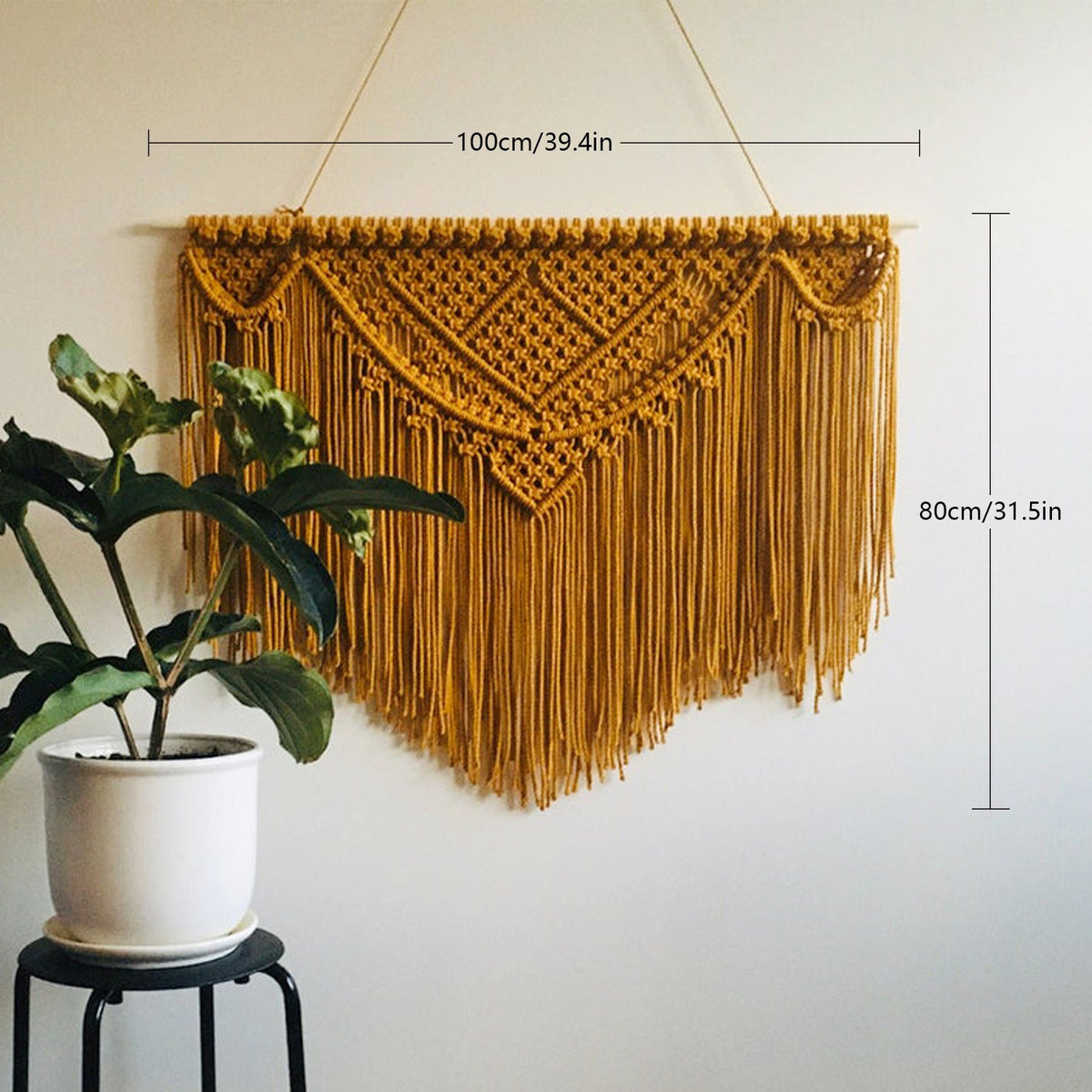 Macrame Wall Tapestry with Artistic Fringes Siopsrl