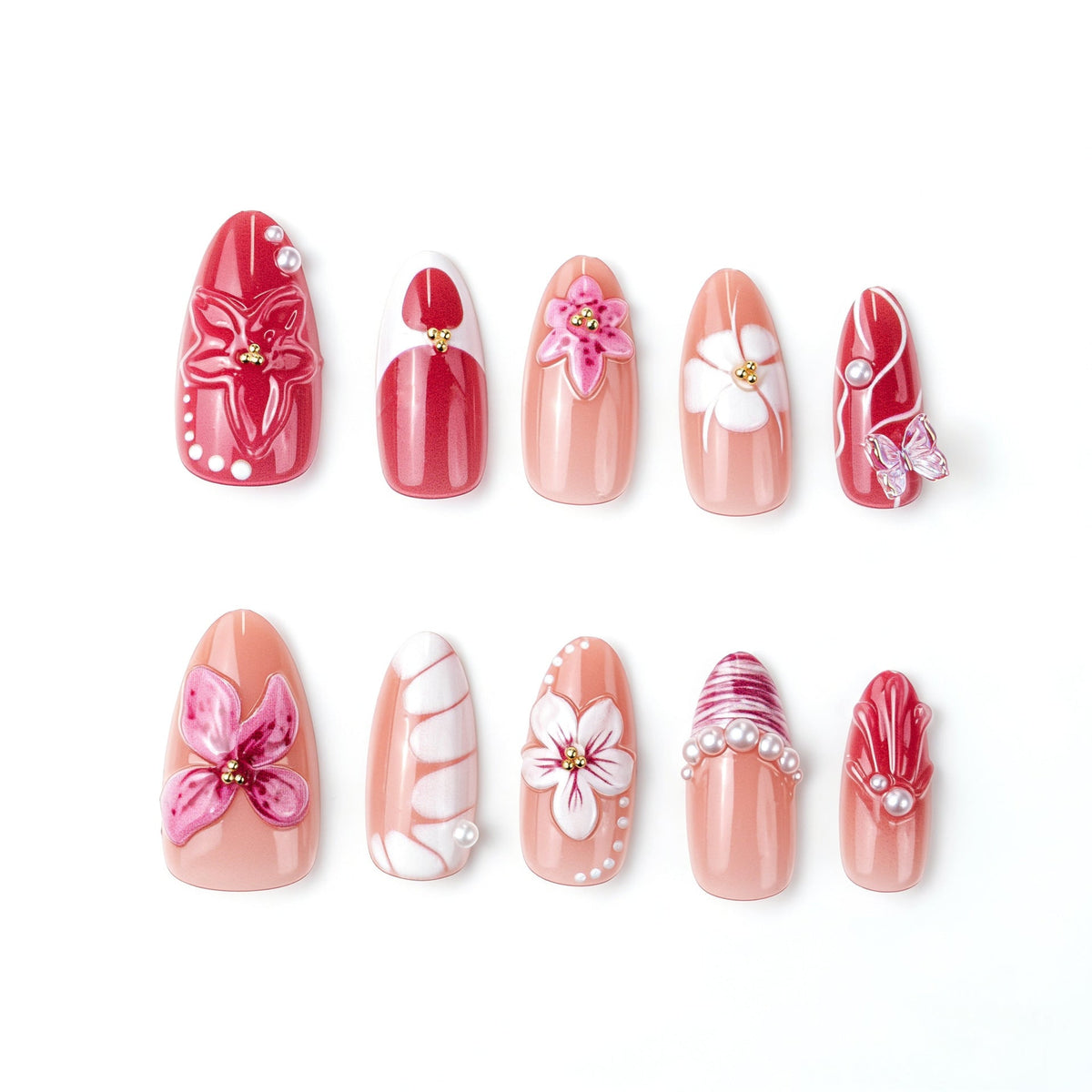 Siopsrl | Elegant artificial nails with floral designs Siopsrl
