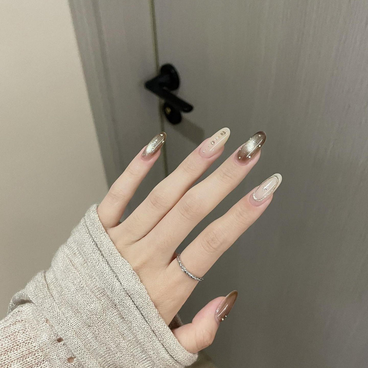 Siopsrl | Artificial nails with glitter and star design Siopsrl