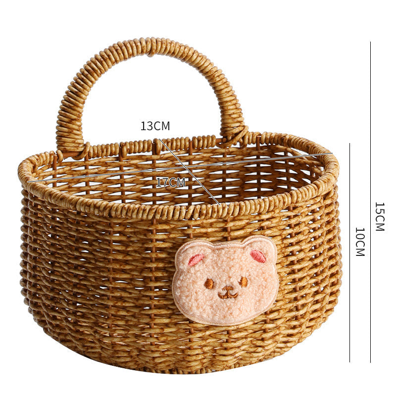 Siopsrl | Handwoven Decorative Storage Basket with Cute Bear Emblem Siopsrl