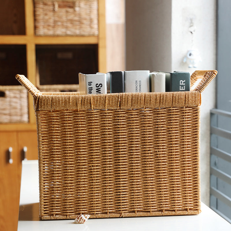 Versatile Storage Basket with Practical Handling with a Handwoven Design