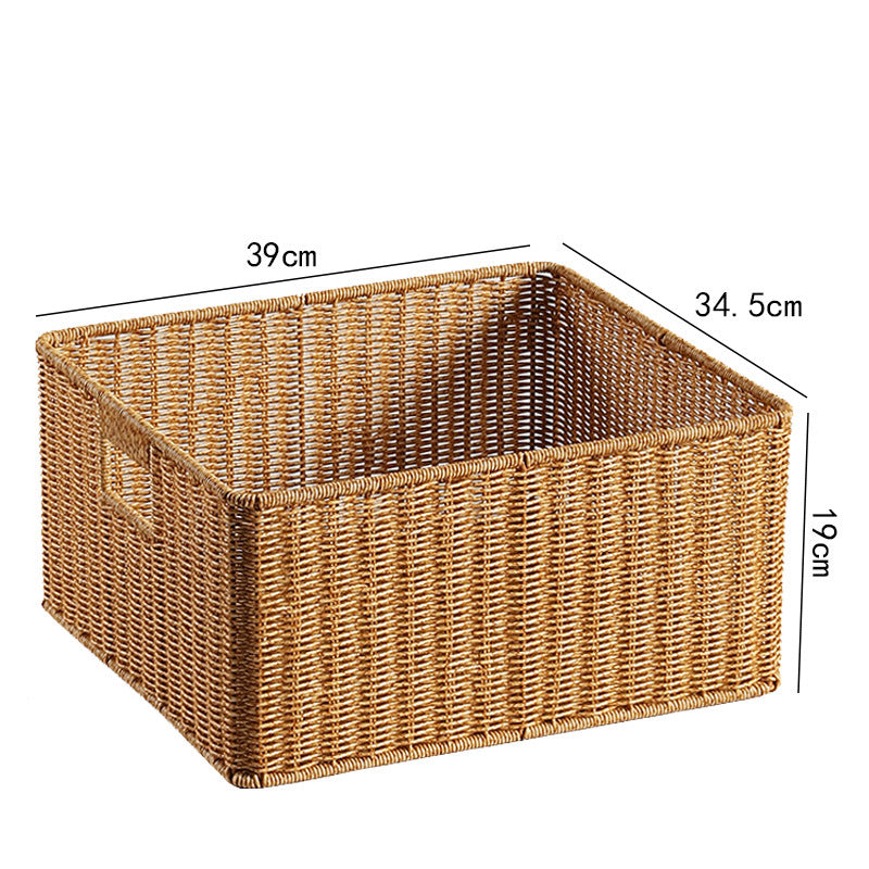 Handwoven Rectangular Storage Basket with Cut-Out Handles Siopsrl