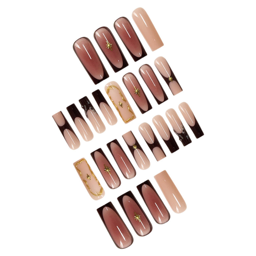 Siopsrl | Artistic Sculpted Press-On Nails with Gold Accents Siopsrl