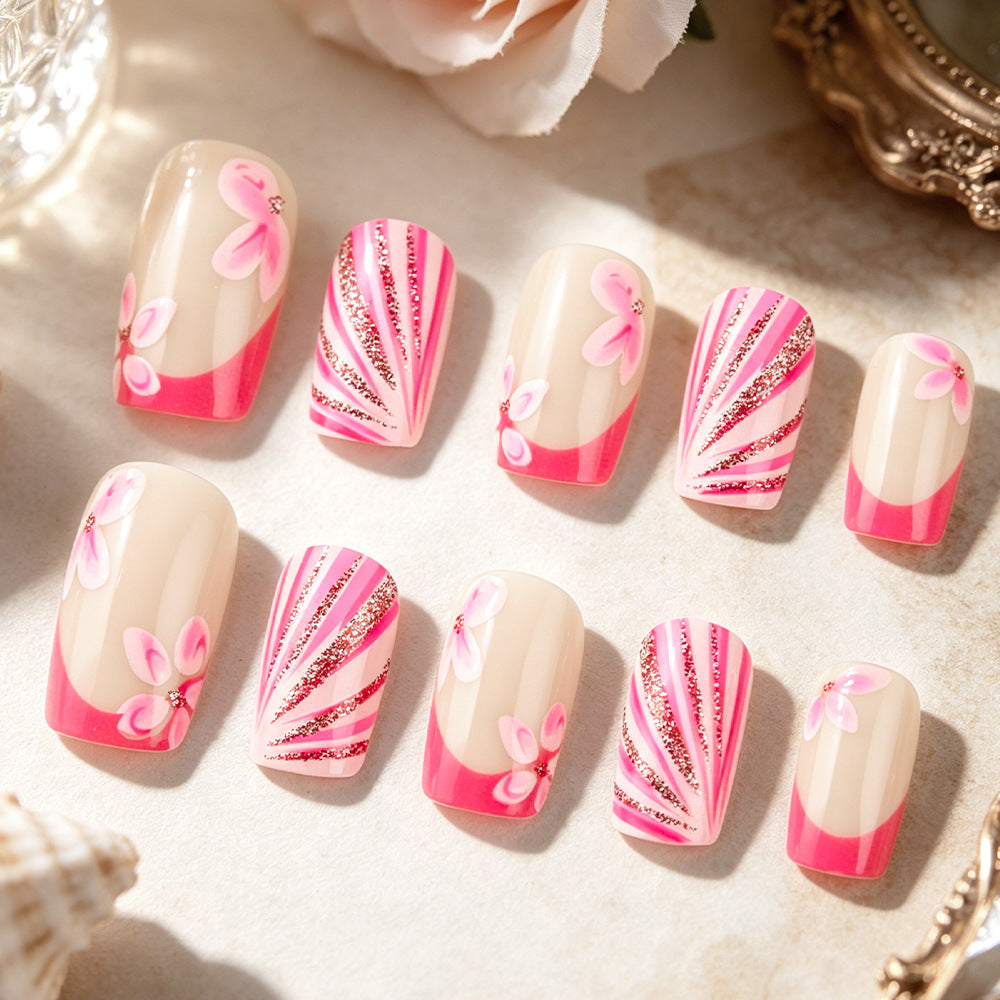 Siopsrl | Artistic Floral Gel Press-On Nails Siopsrl