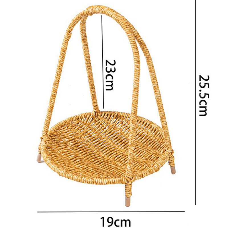 Woven Rattan Storage Basket with Handles for Home Organization