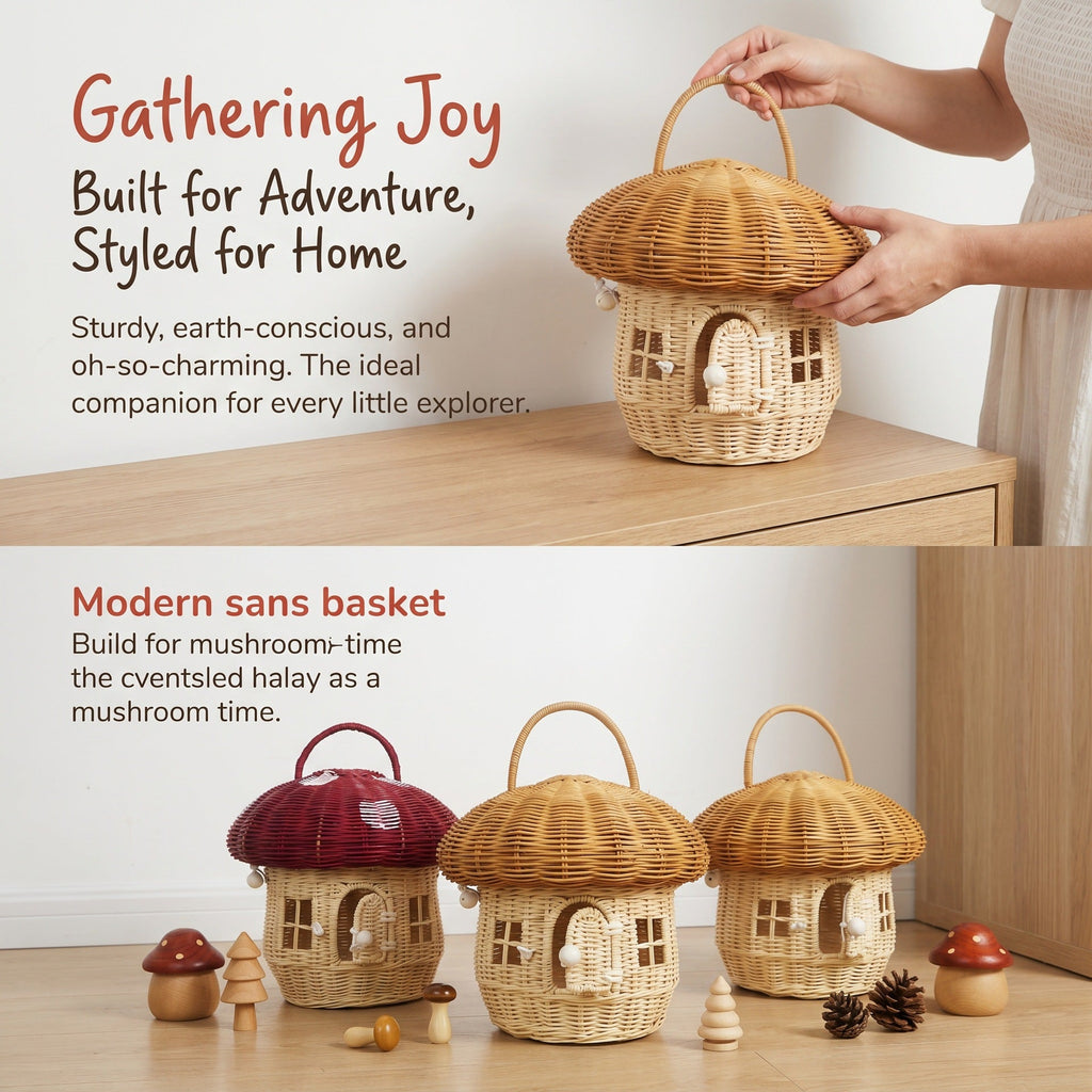 Whimsical Mushroom-Shaped Woven Storage Basket Siopsrl
