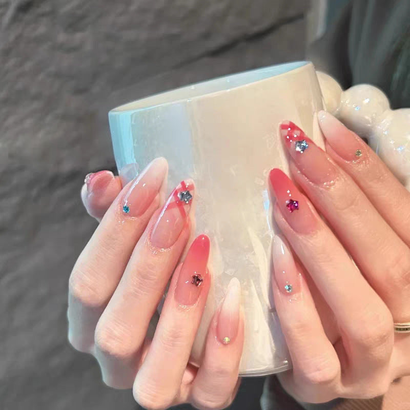 Siopsrl | Artistic Press-On Nail Set with Star Motifs Siopsrl