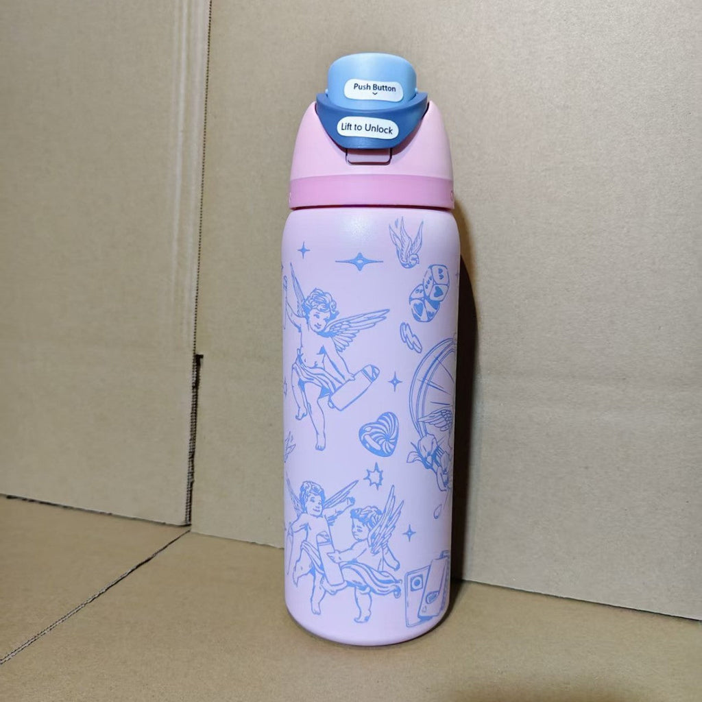 Siopsrl | Insulated Stainless Steel Vacuum Water Bottle With One-Touch Flip Lid And Leakproof Safety Lock