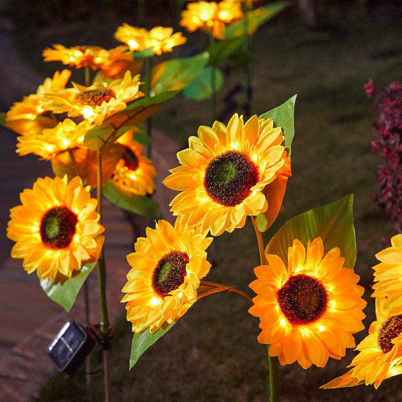 Solar-Powered Decorative Sunflower Garden Stake With Multi-Bloom LED Waterproof Panel Siopsrl